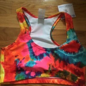 Two piece tie dye outfit with fringe